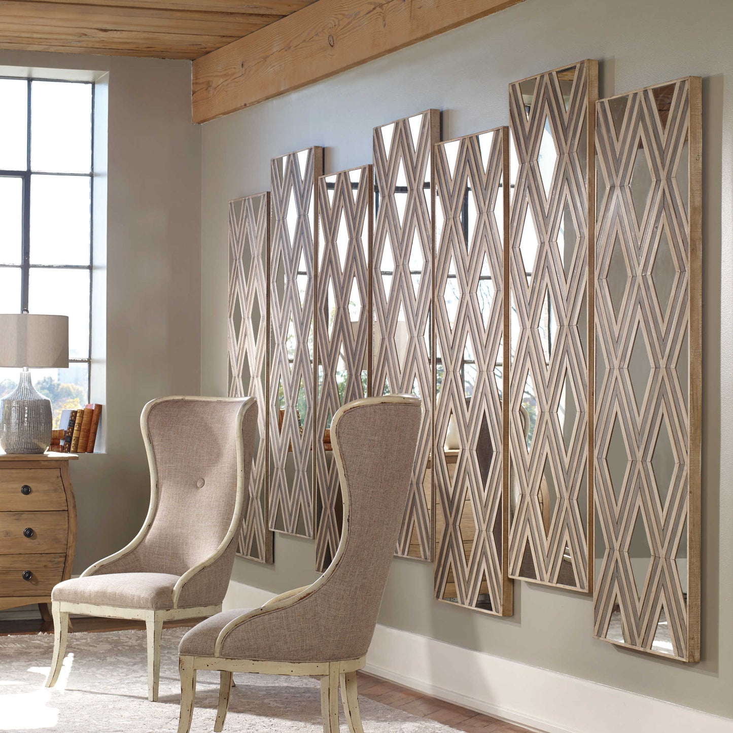 Mirrored Wood Wall Panel Decor, Rectangular