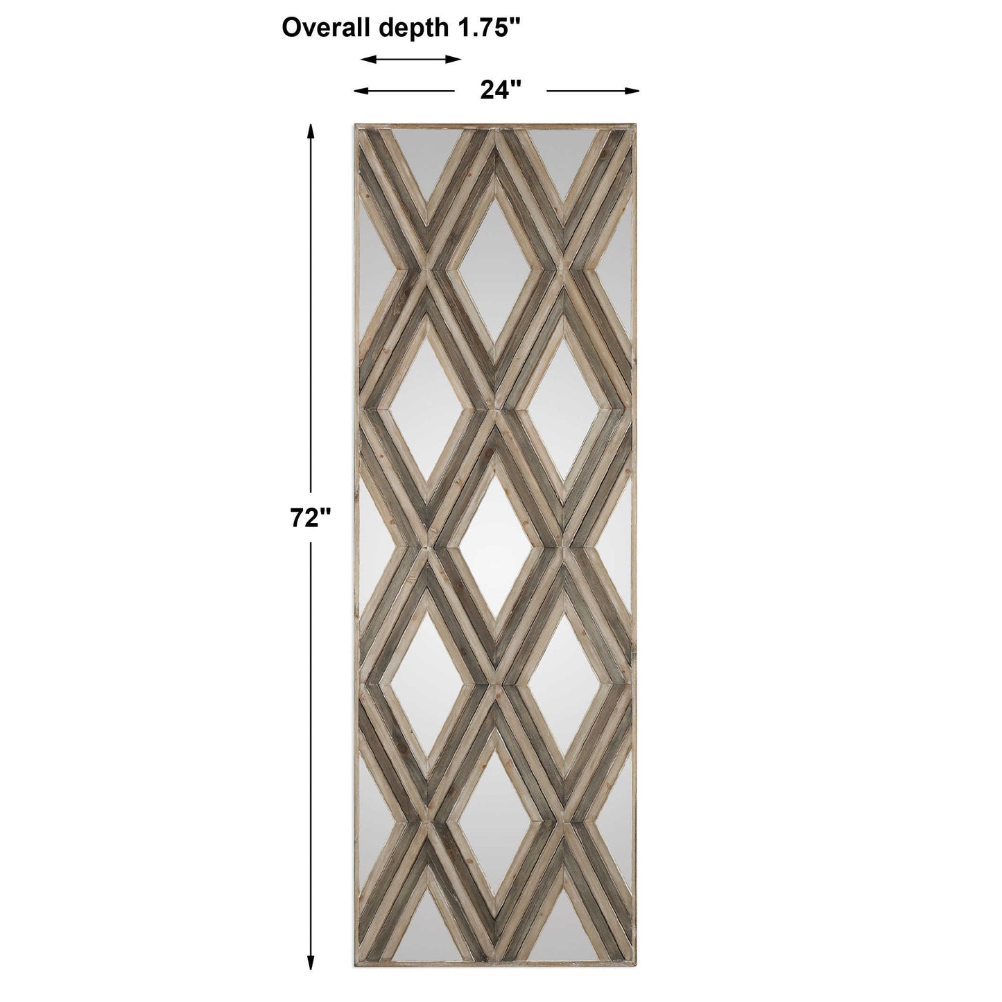 Mirrored Wood Wall Panel Decor, Rectangular