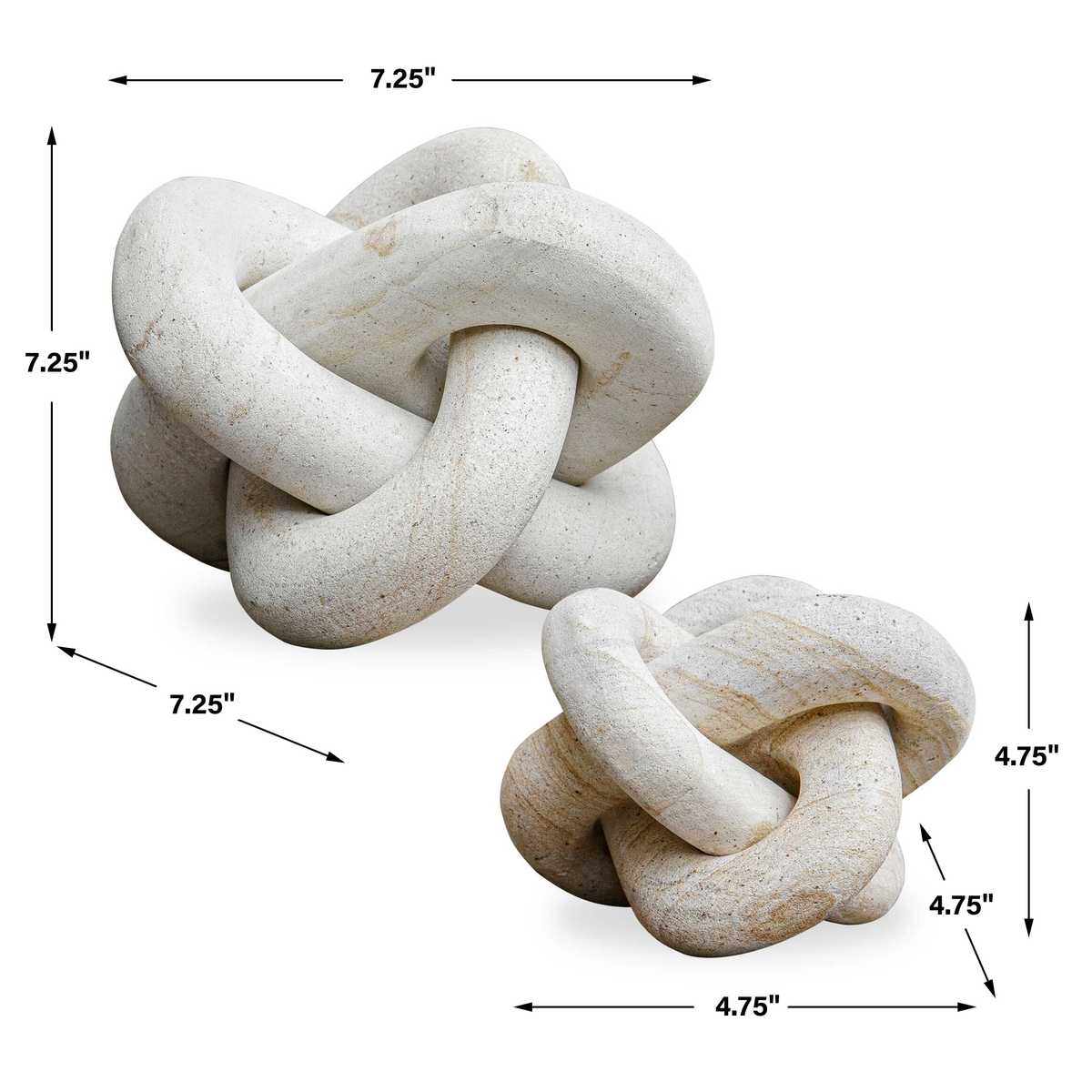 Limestone link sculptures outdoors
