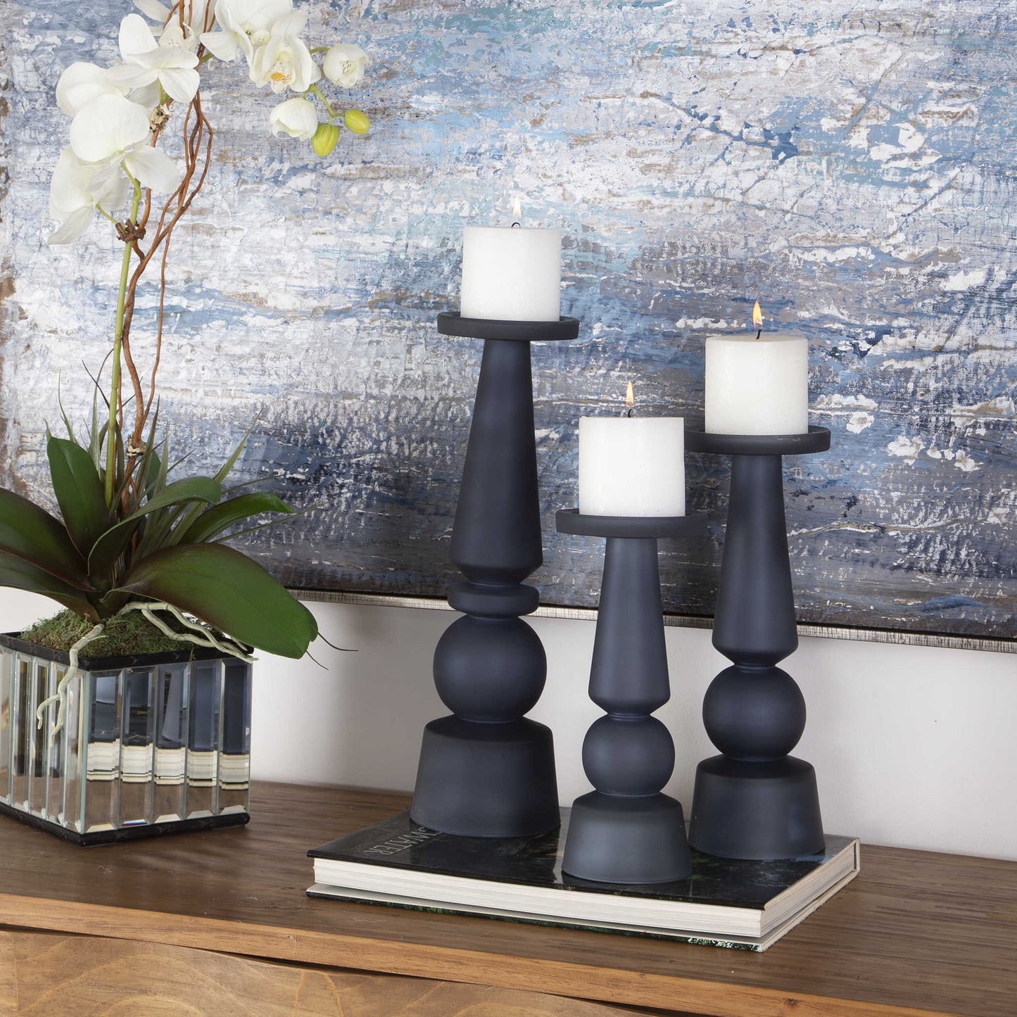 Cassy Glass Candleholders, S/3