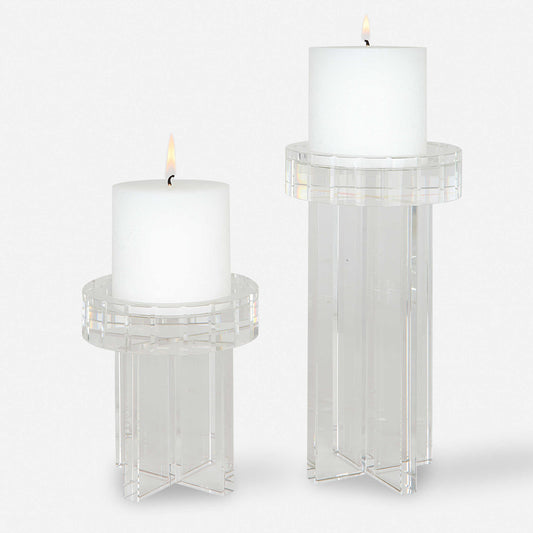 Crystal Pillar Candleholders