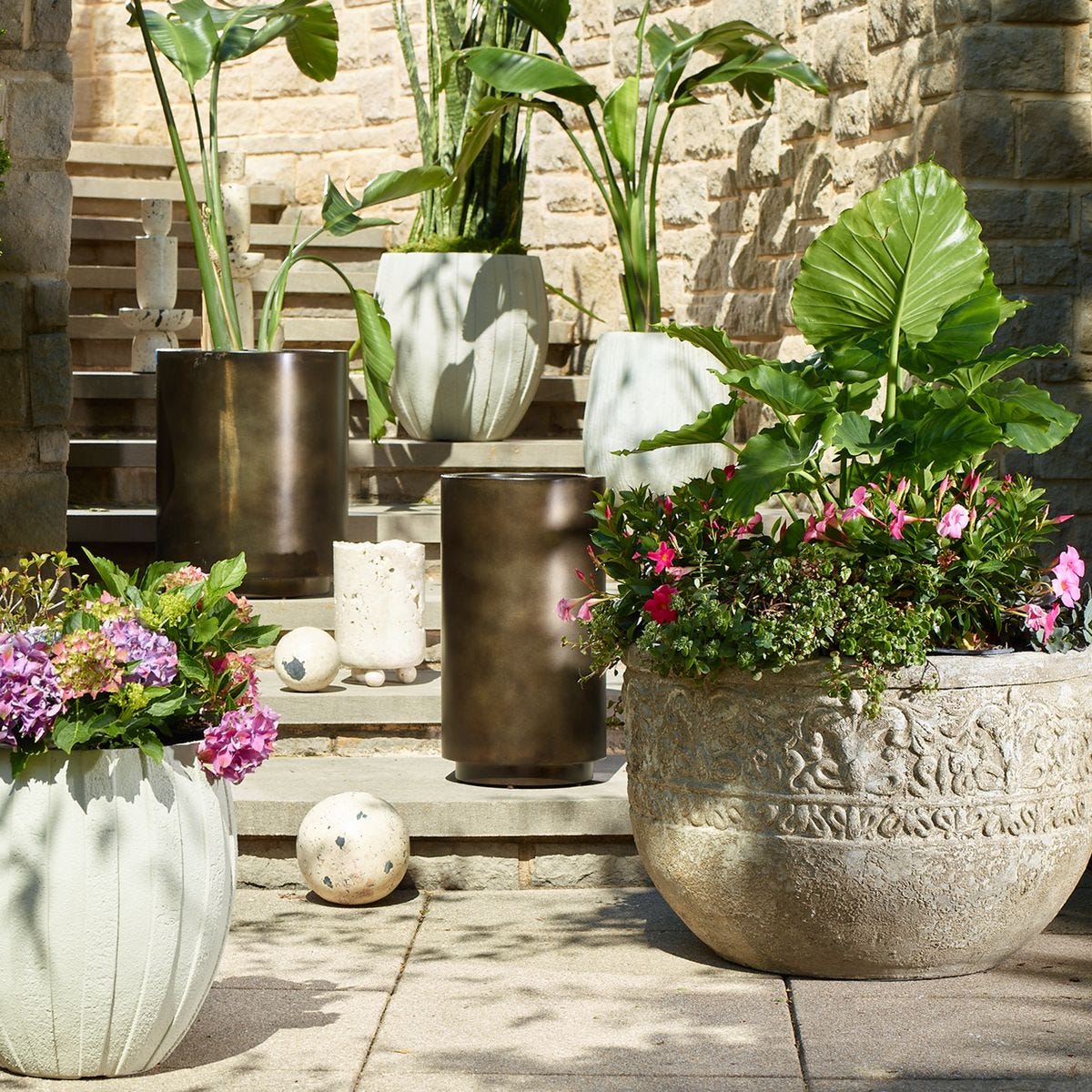Indoor outdoor planter on a patio