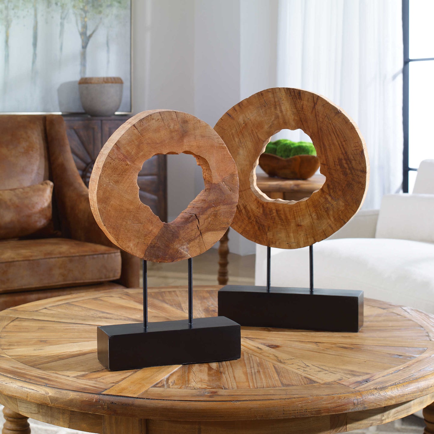 Wood Log Sculptures, S/2