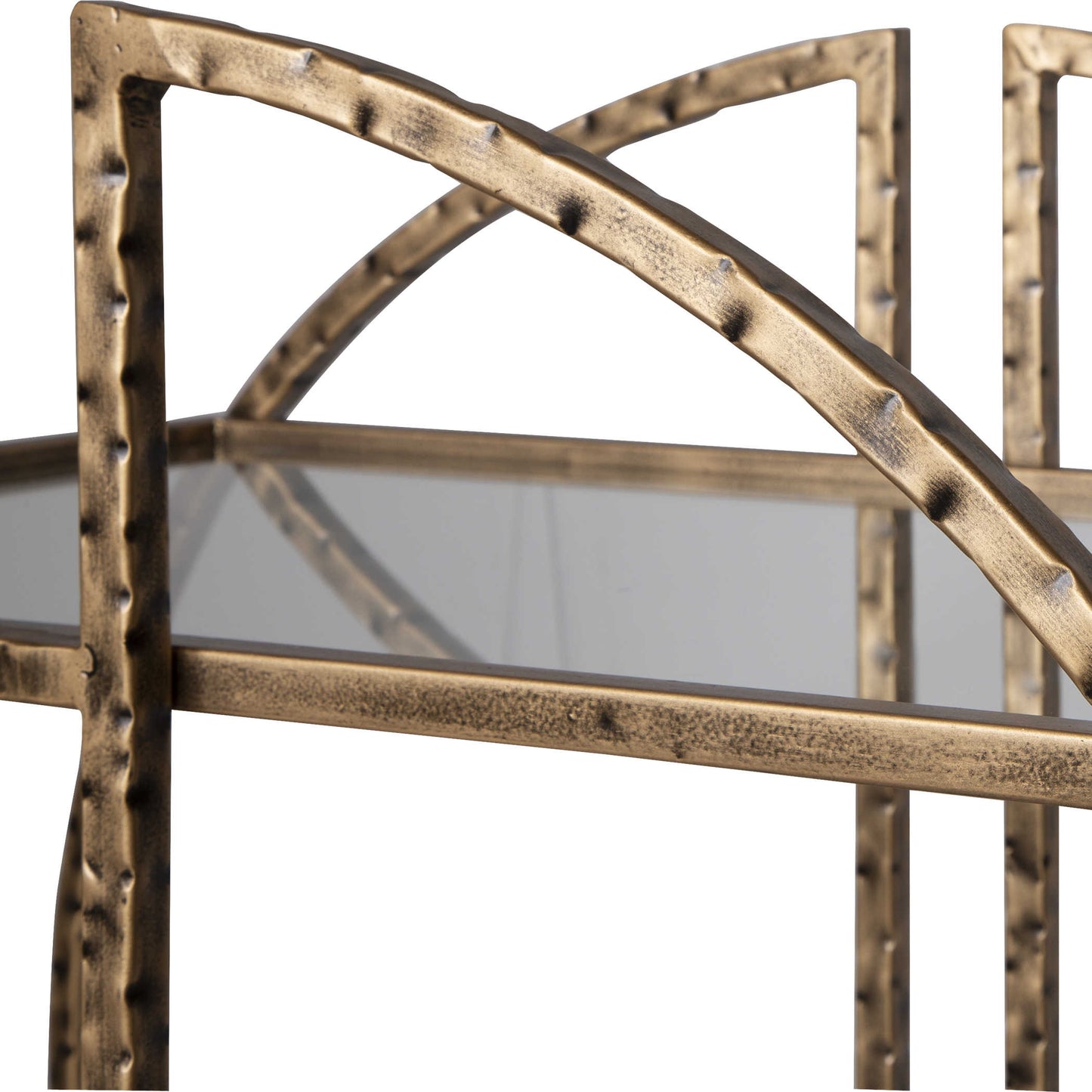 1950s Bar Cart | Antique Gold Finish | Hammered Iron