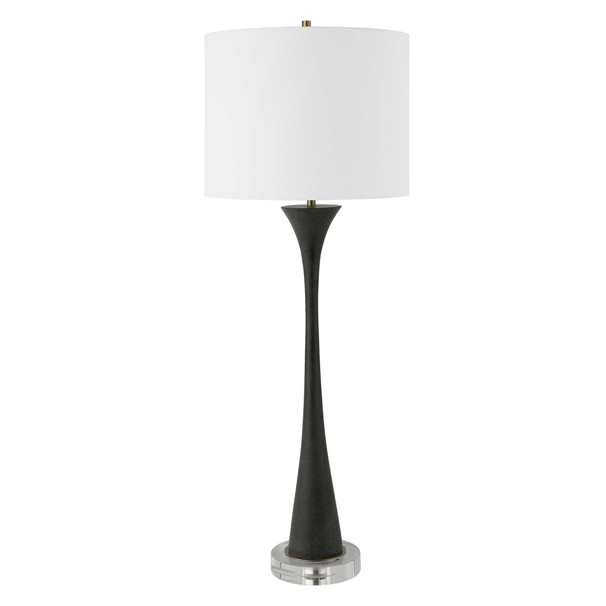 Black Buffet Lamp with Crystal Base and Brass Accents