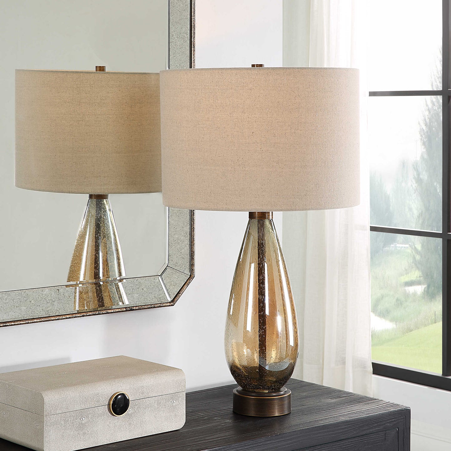 Amber Glass Table Lamp