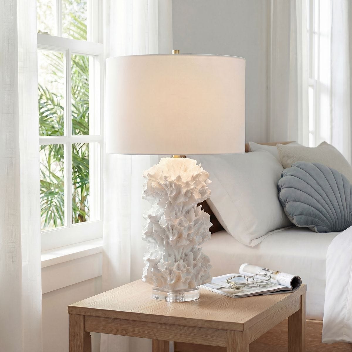 Coastal Lamp with White Coral Base