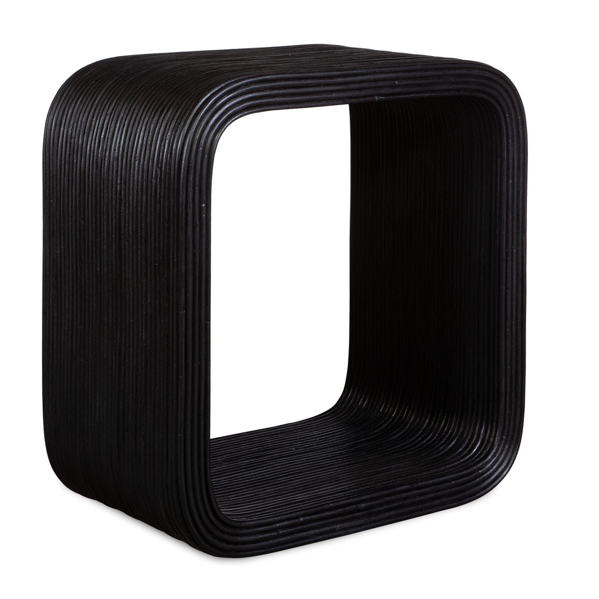 Black Rattan Side Table