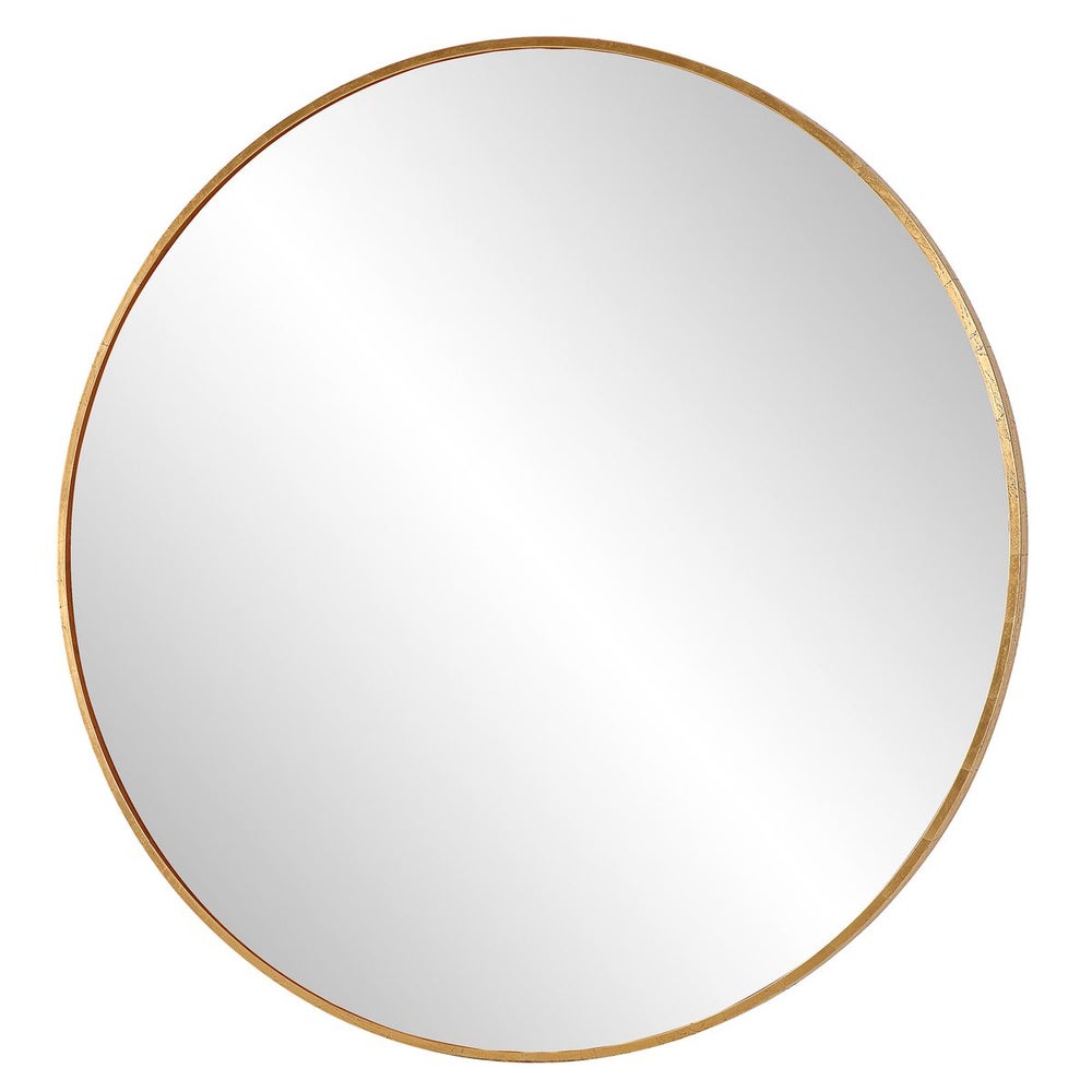 Dimensions gold circle mirror angled.