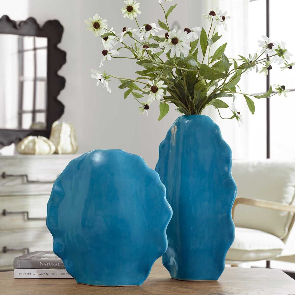 Large Teal Vase - Set of 2