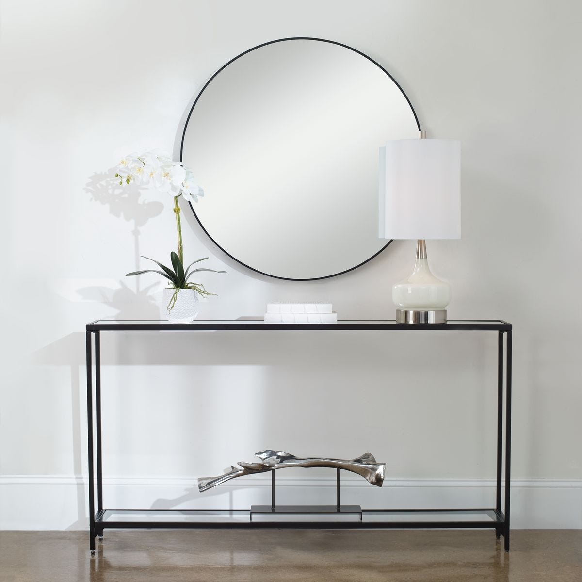 Narrow Iron Console Table, Black