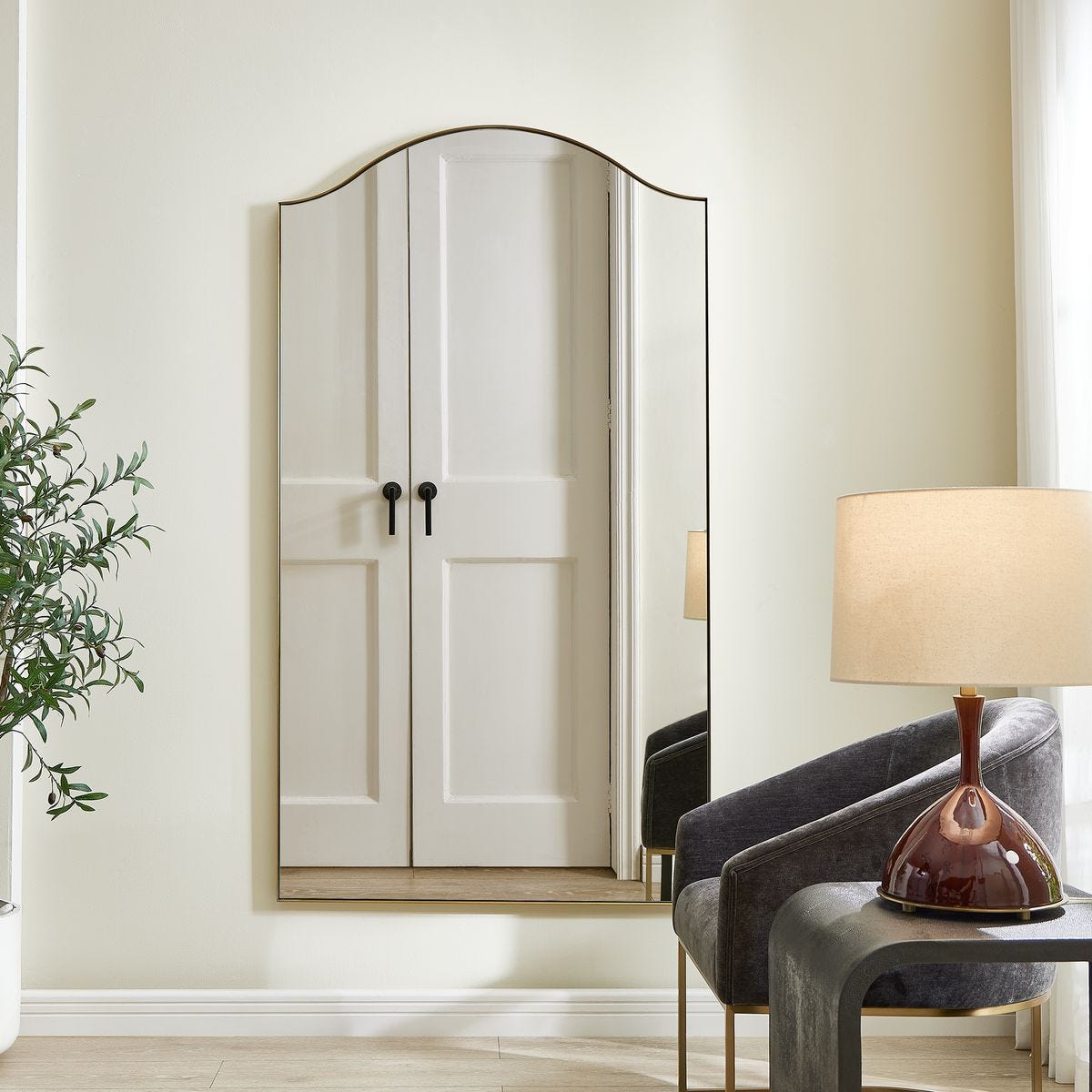 Arch Brass Large Mirror.