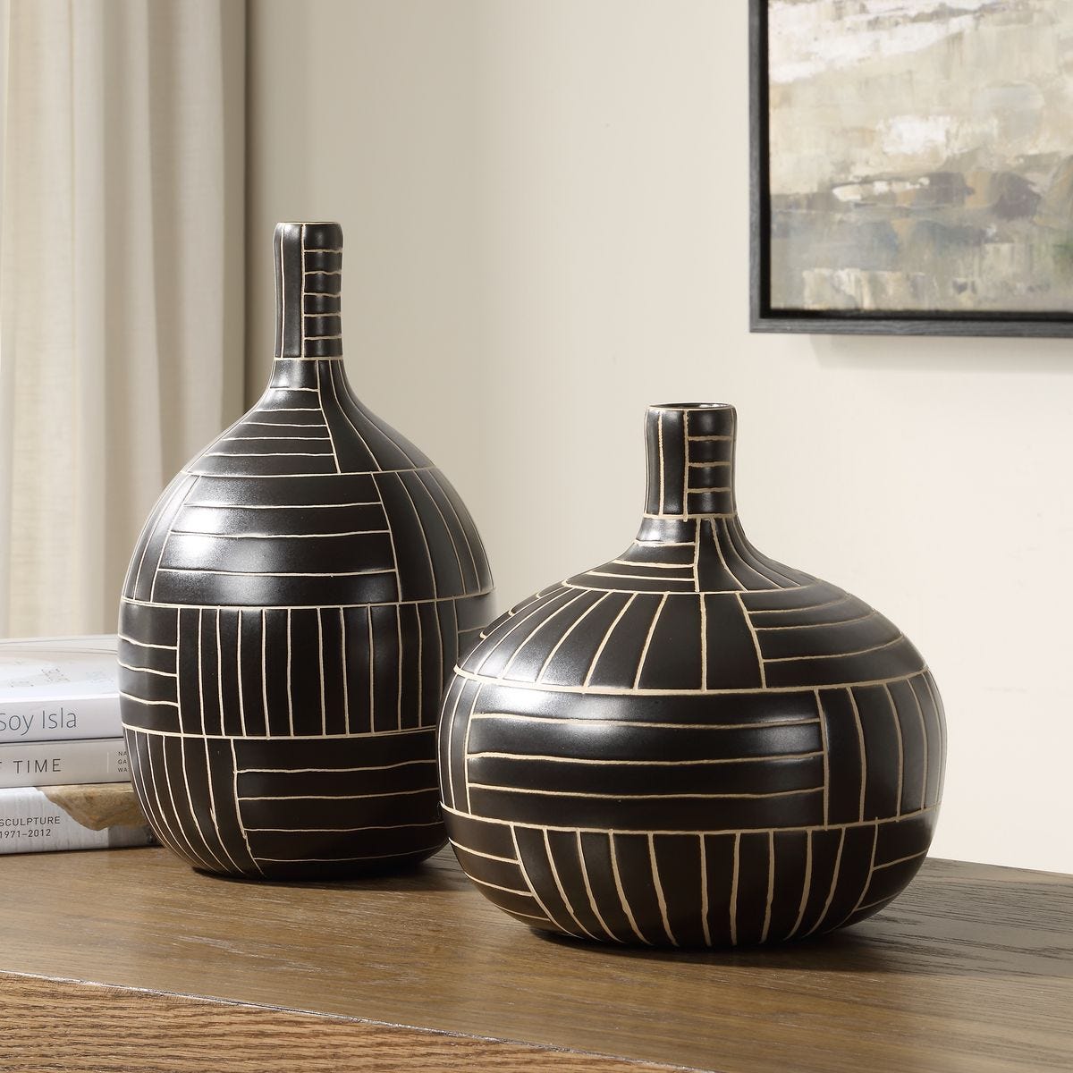 Artistic ceramic vases.