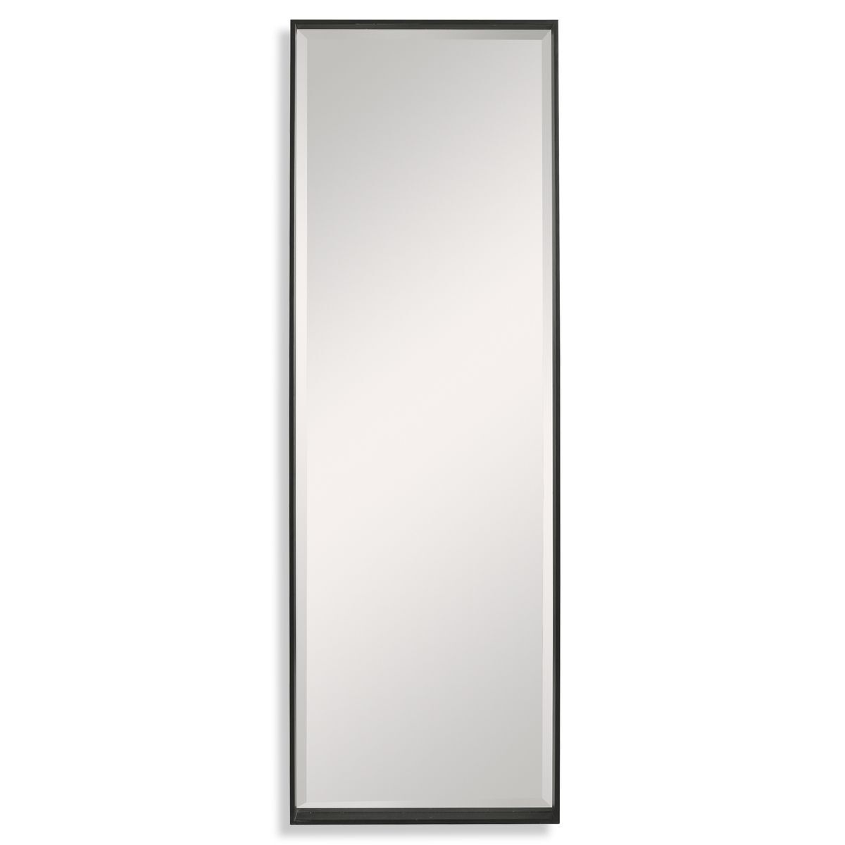 Rectangular mirror with a black frame on a white background
