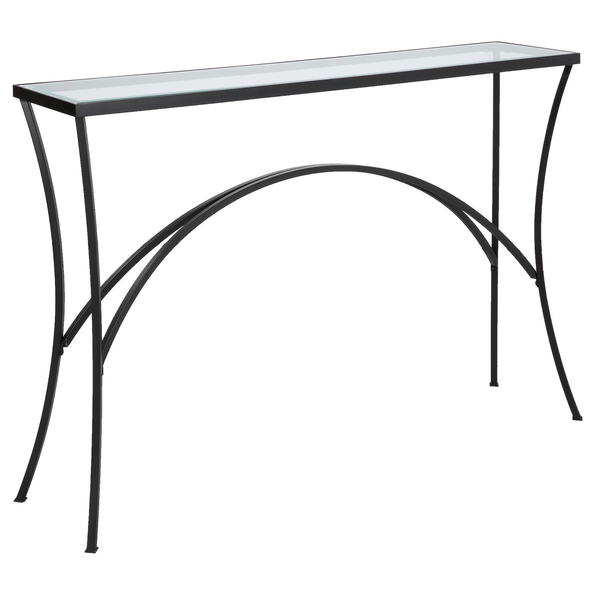 Black and glass console table.