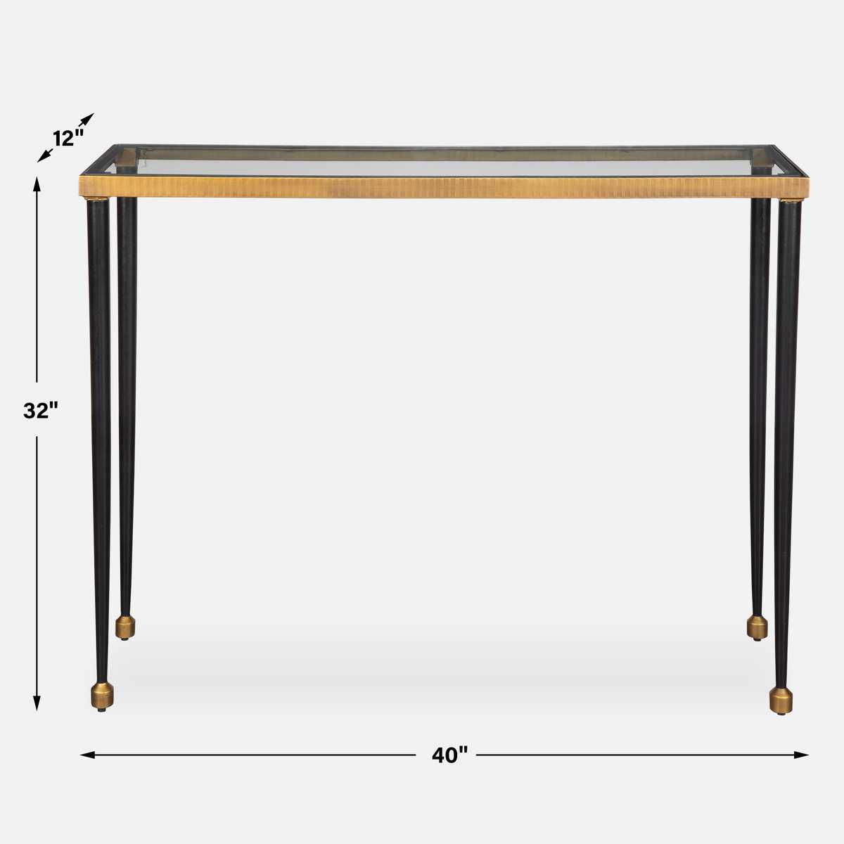 Black and gold console table .