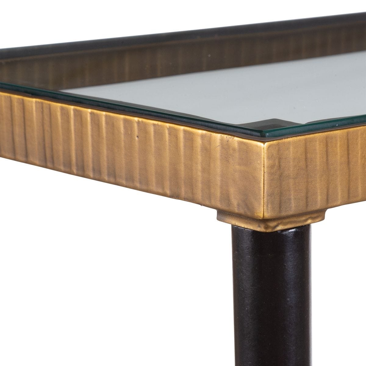 Black and gold console table.