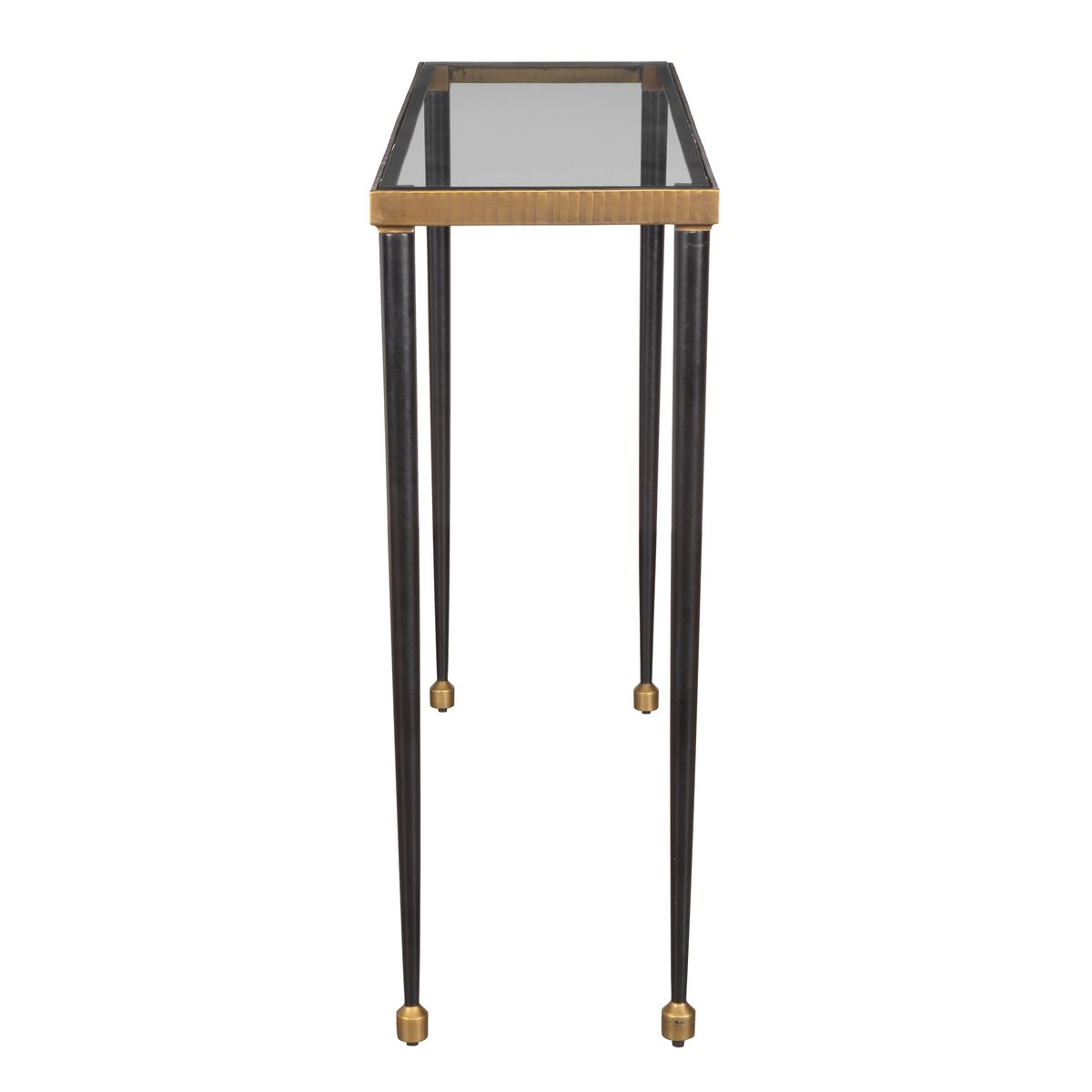 Black and gold console table.