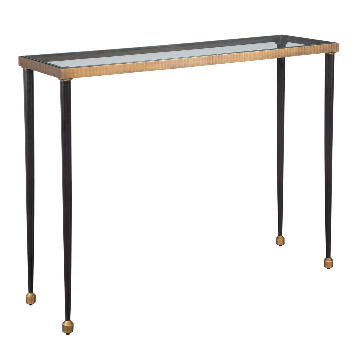 Black and gold console table.