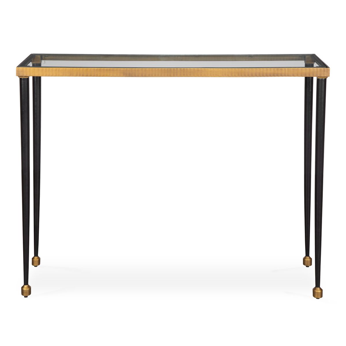 Black and gold console table.