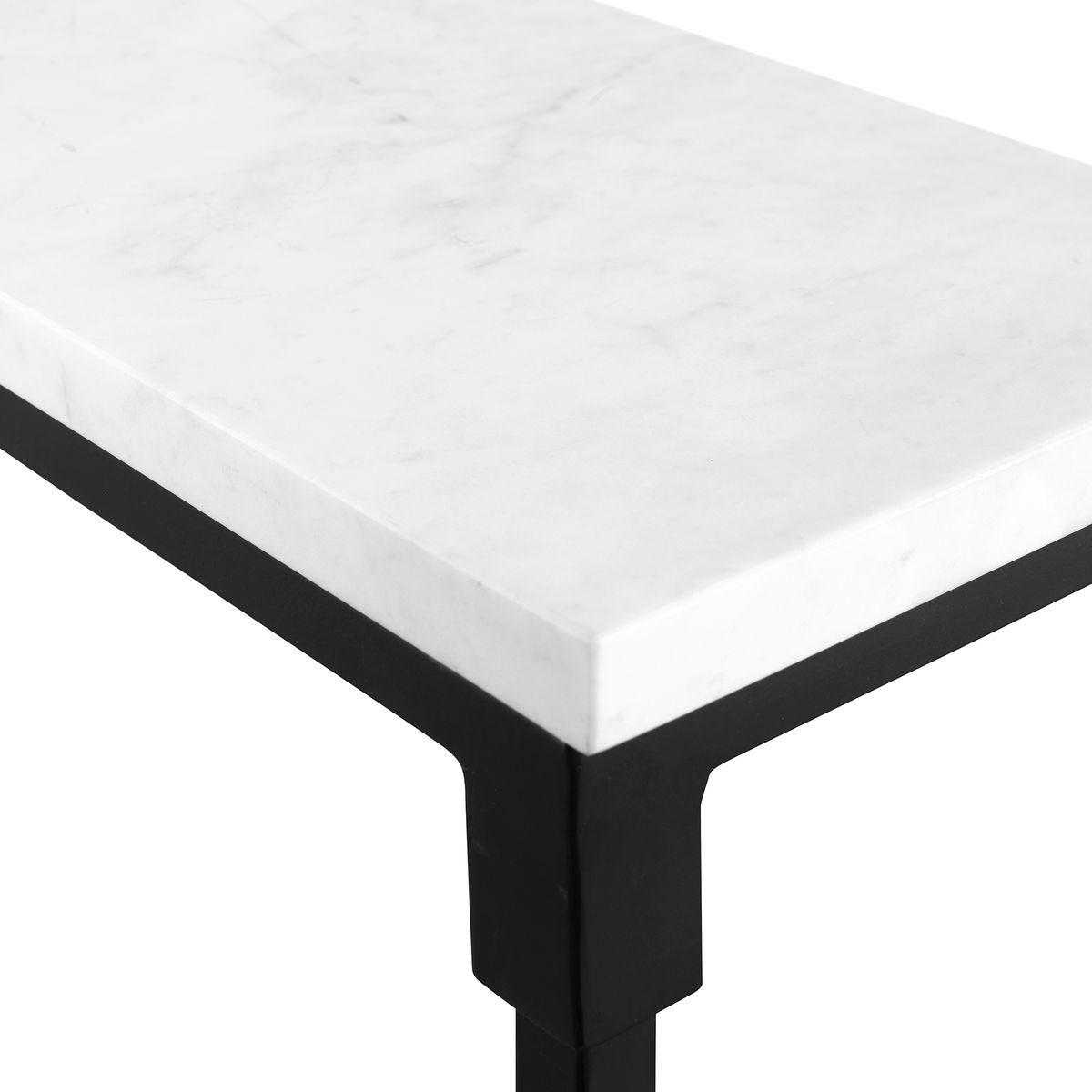 White table with black legs on a white background
