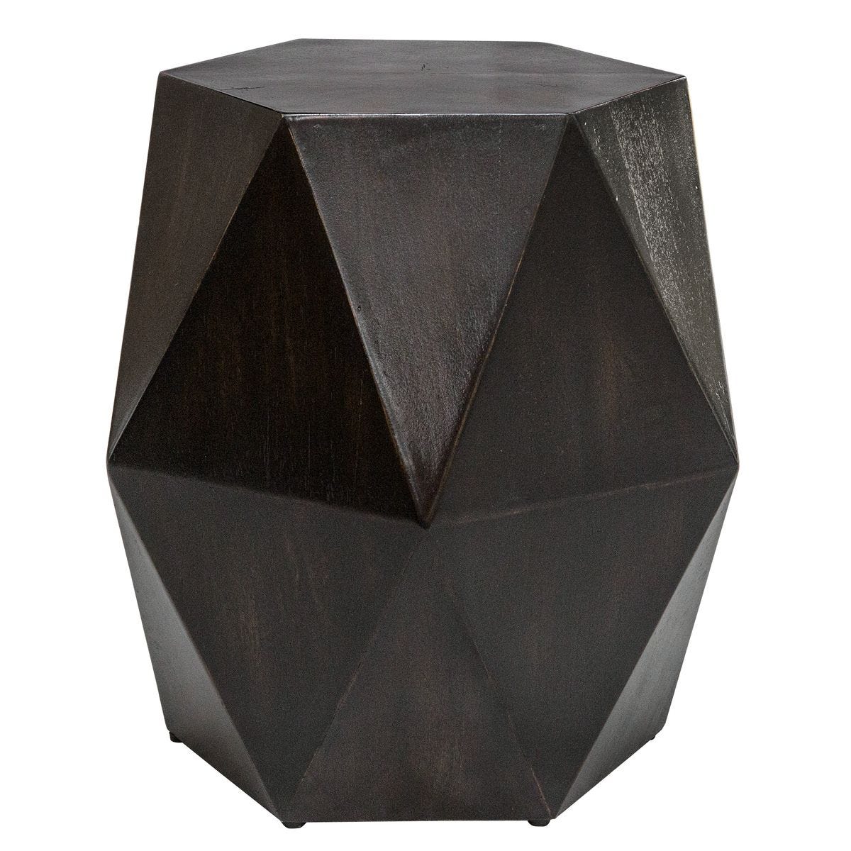 Geometric black side table on a white background