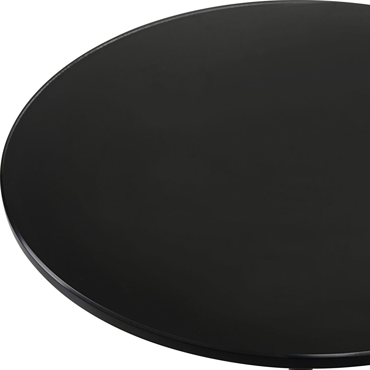 Black round table top on a white background