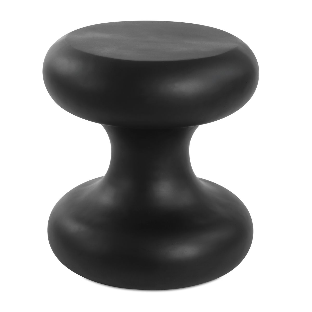 Black cylindrical object on a white background