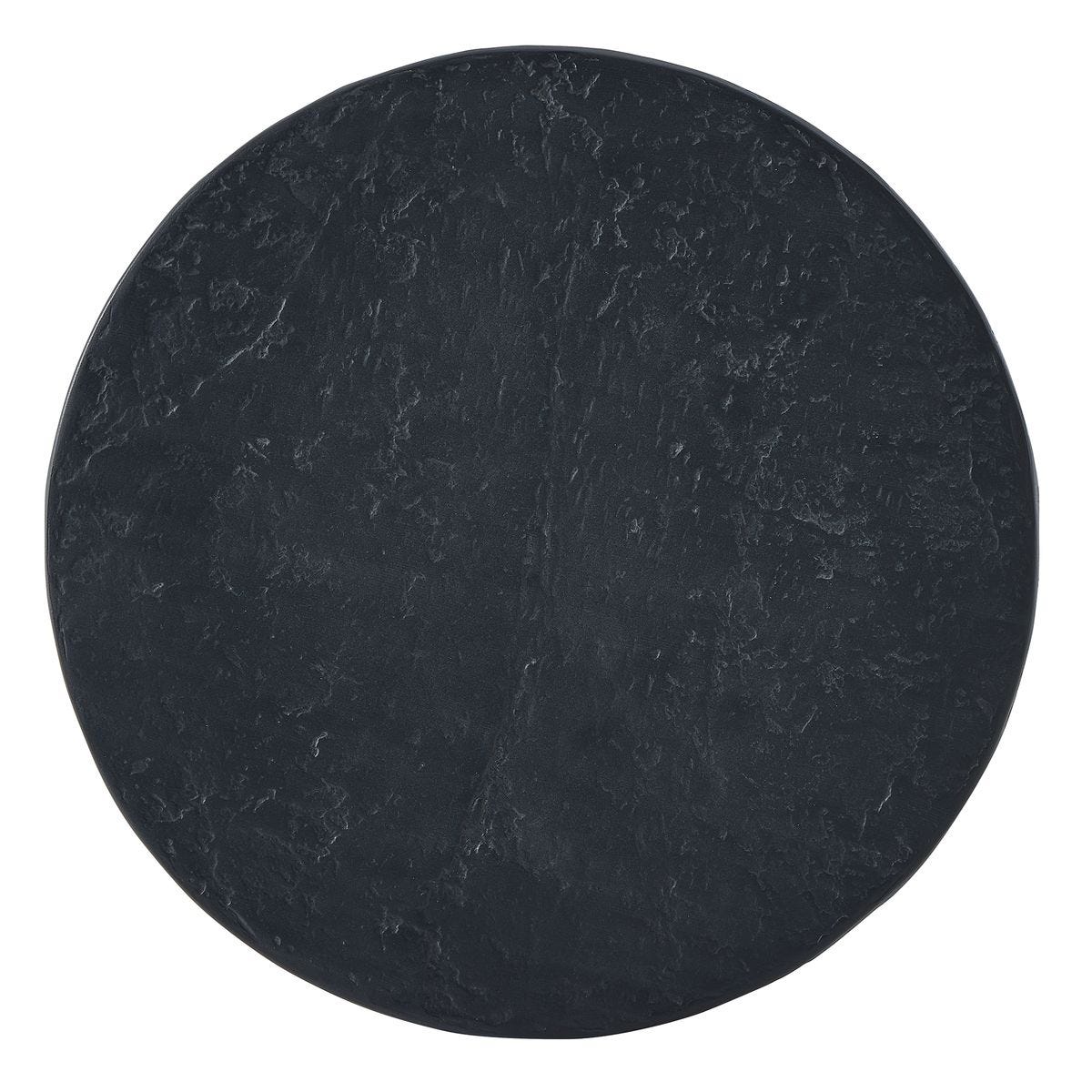 Round black stone coaster on a white background