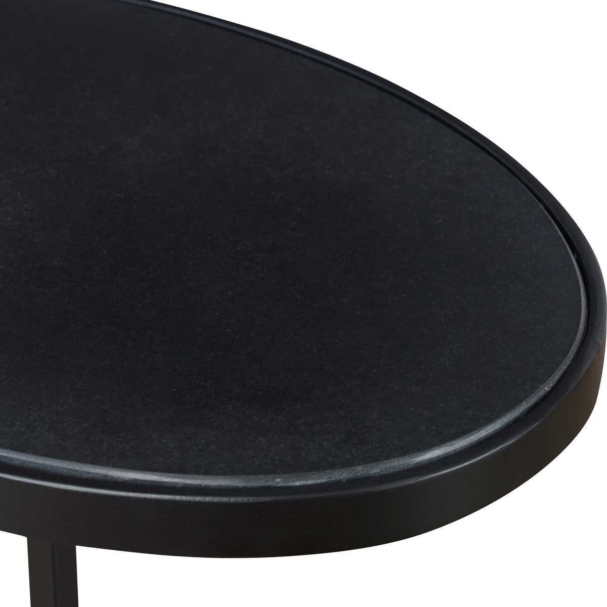 Round black table on a white background