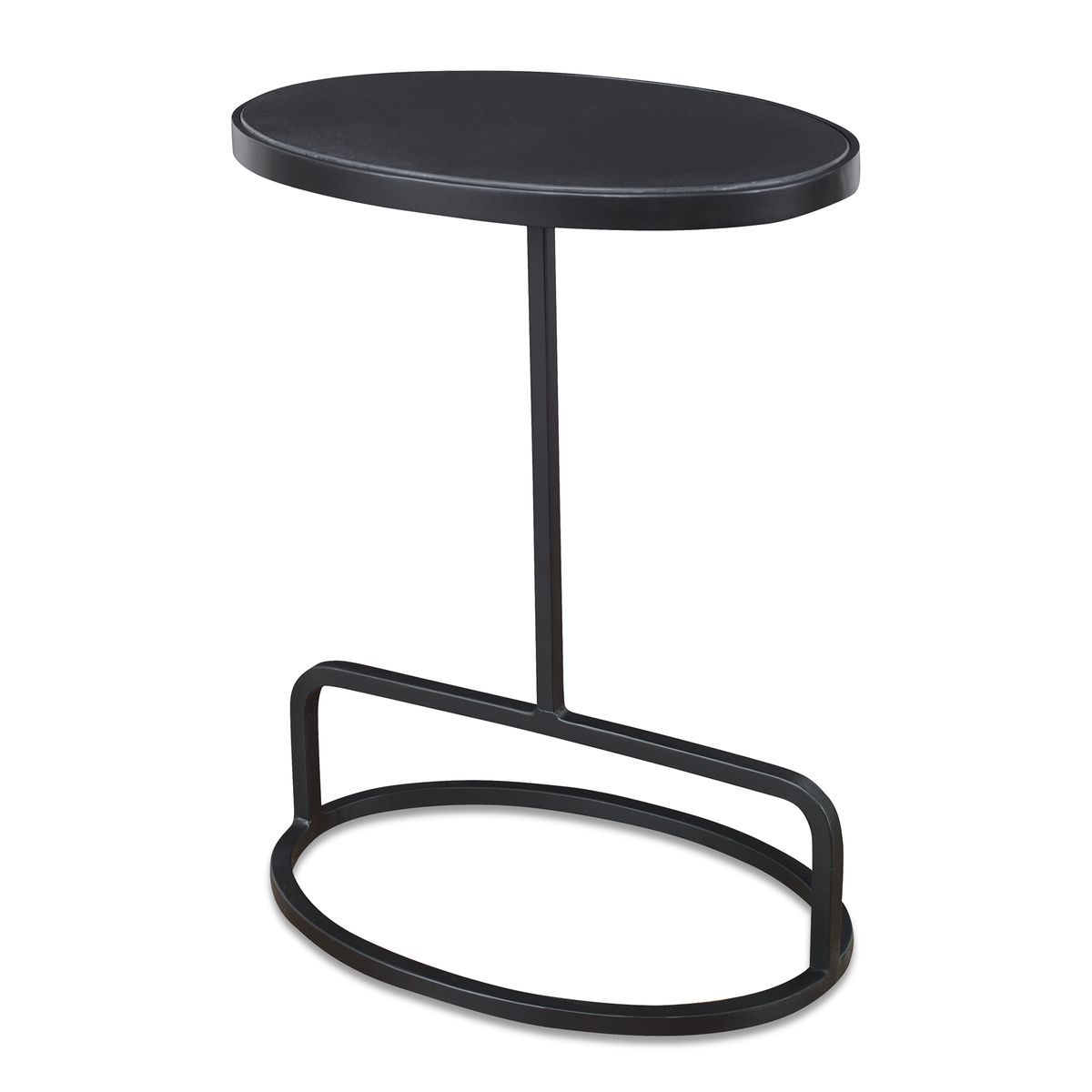 Black oval end table silo.