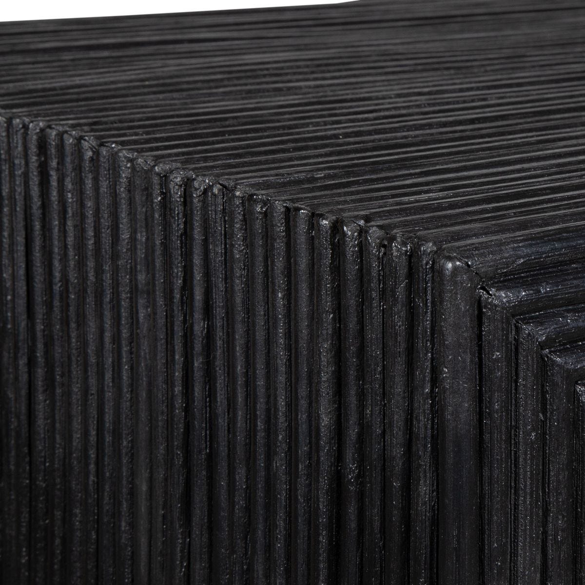 Black rattan console table.