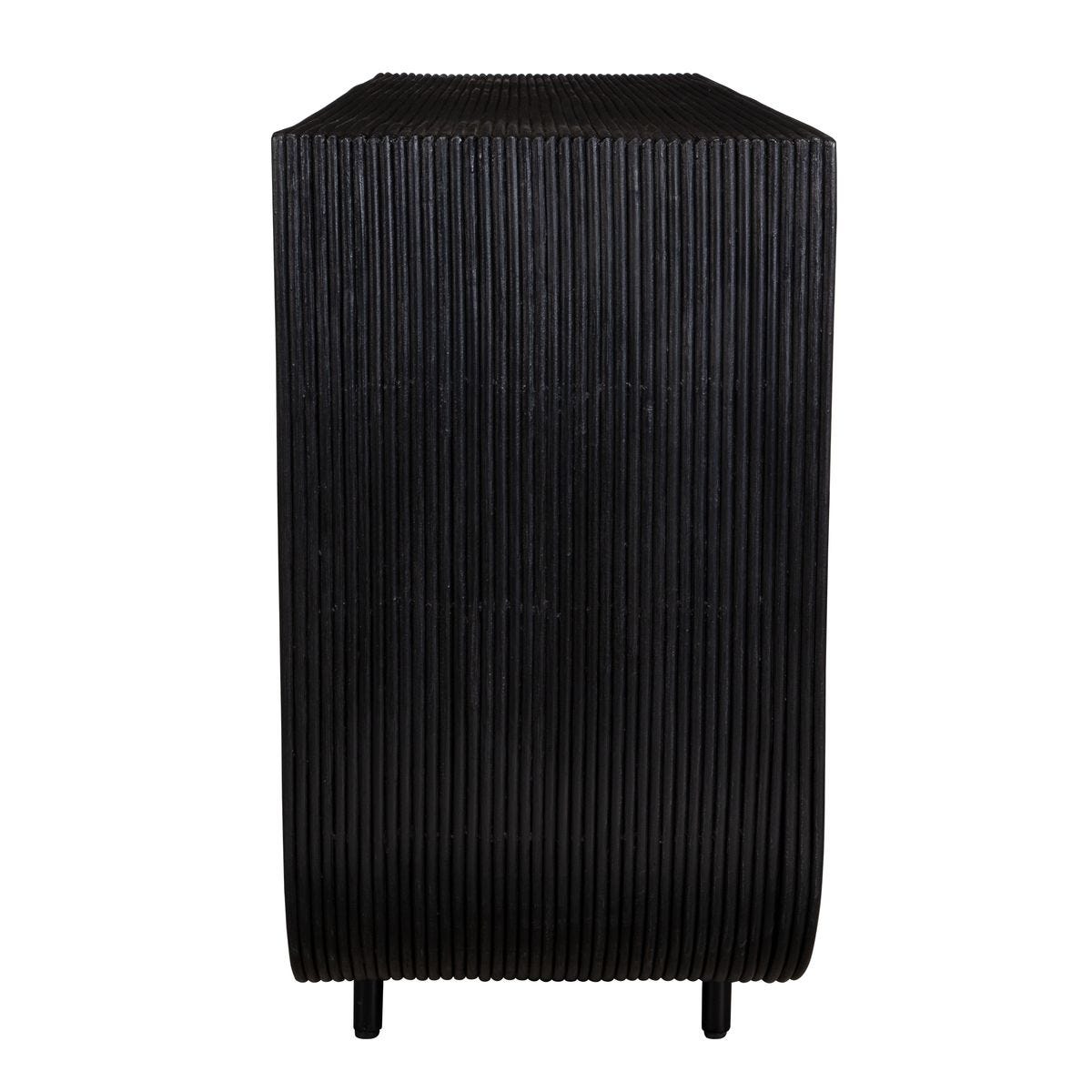 Black rattan console table.