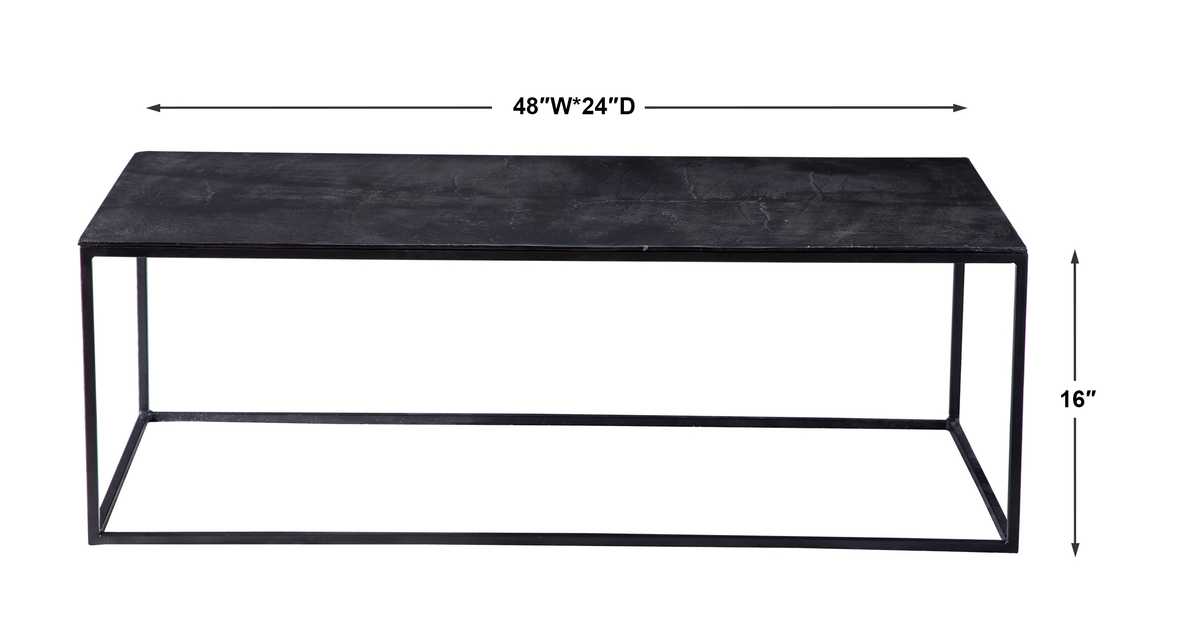Black rectangle coffee table.