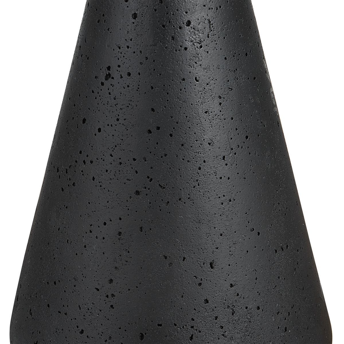 Black textured vase on a white background