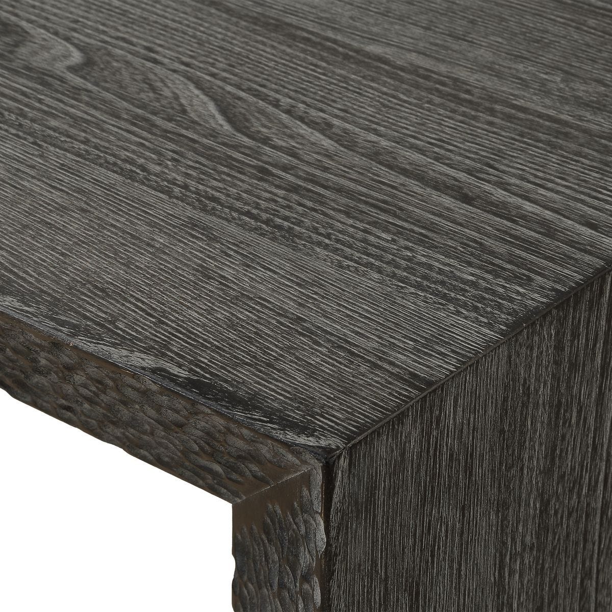 Black wood console table.