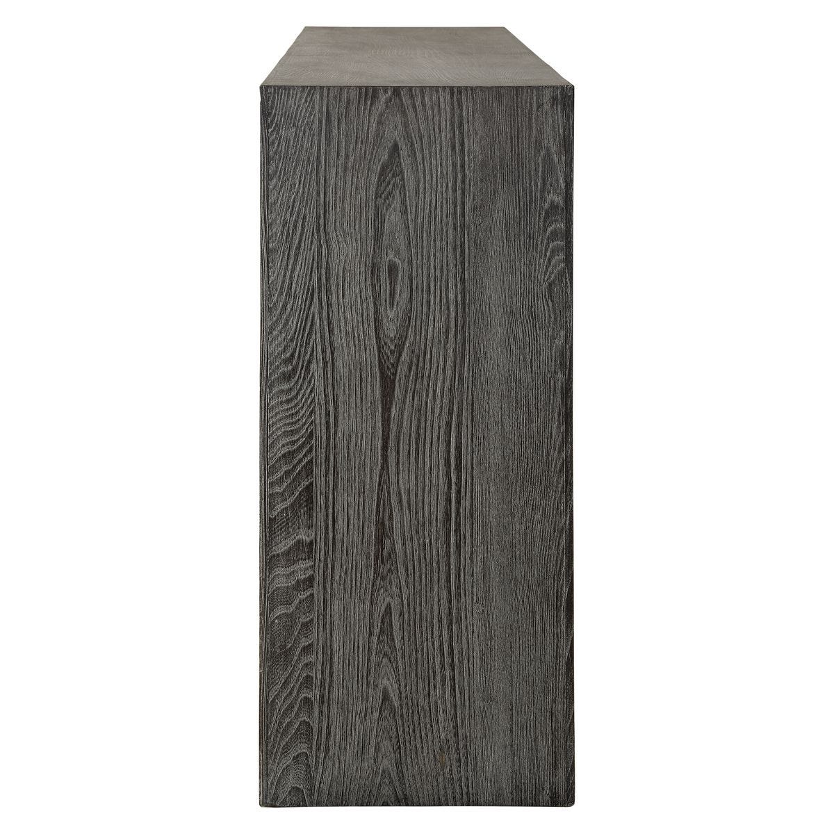 Black wood console table.