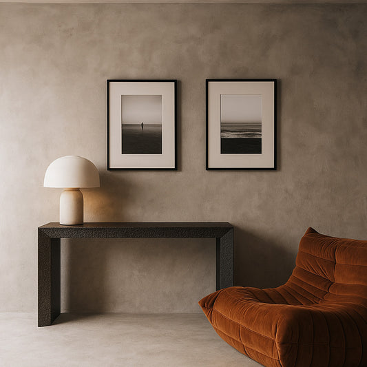Black wood console table.
