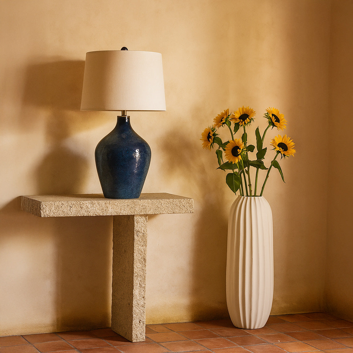 Blue Glass Table Lamp