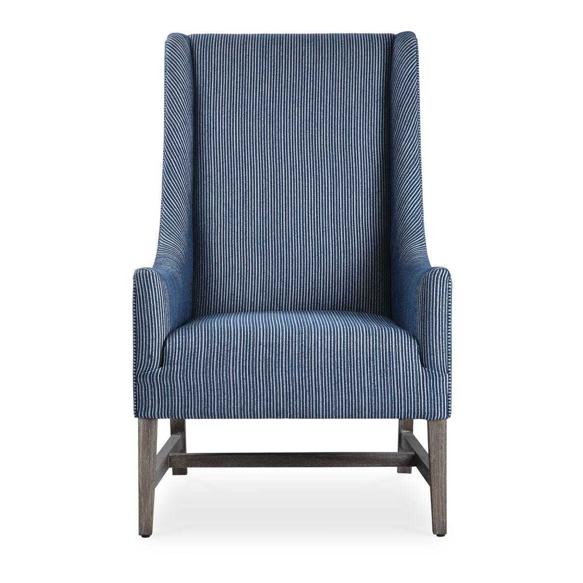 Blue striped armchair on a white background