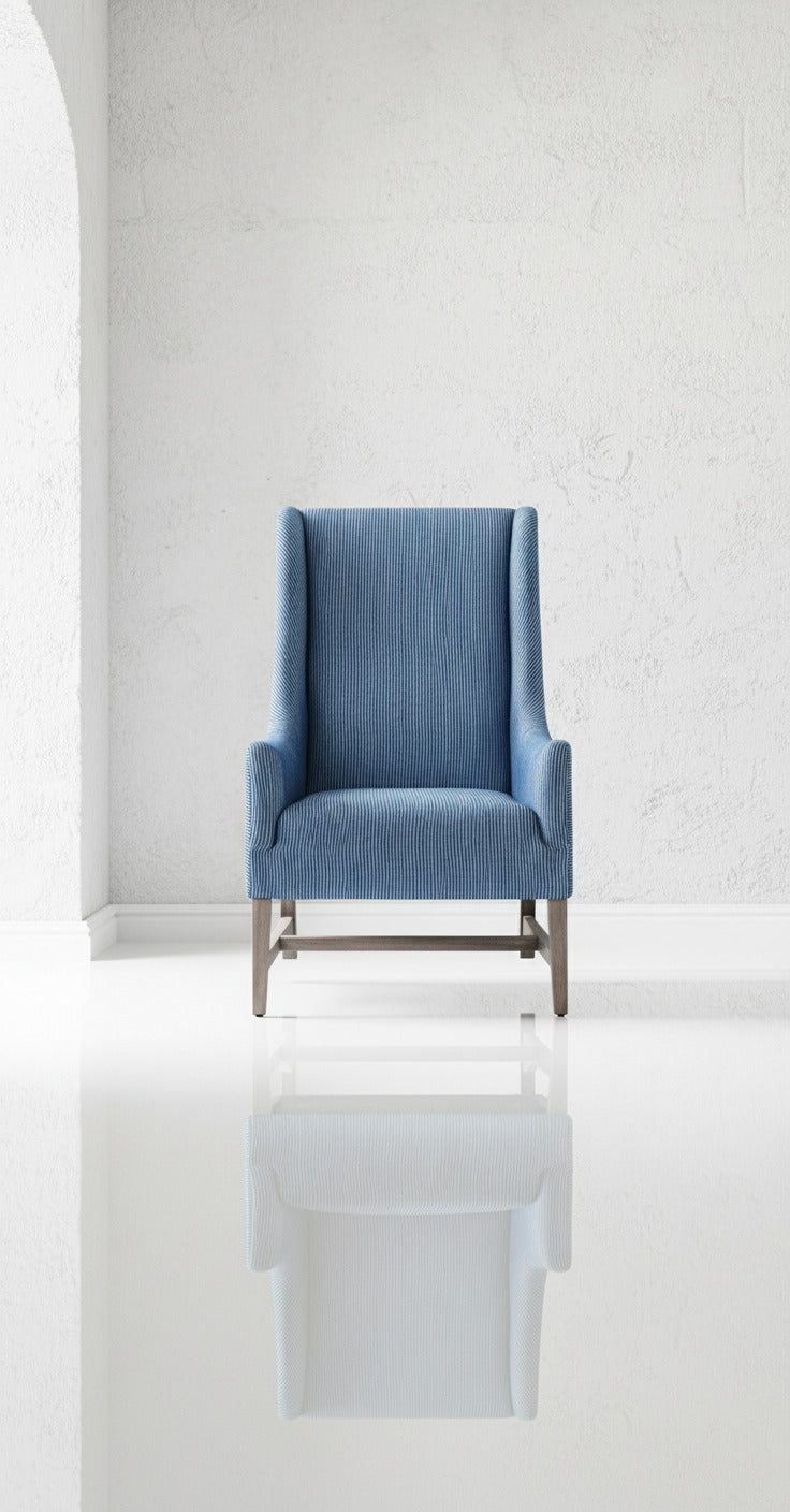 Blue Striped Accent Chair