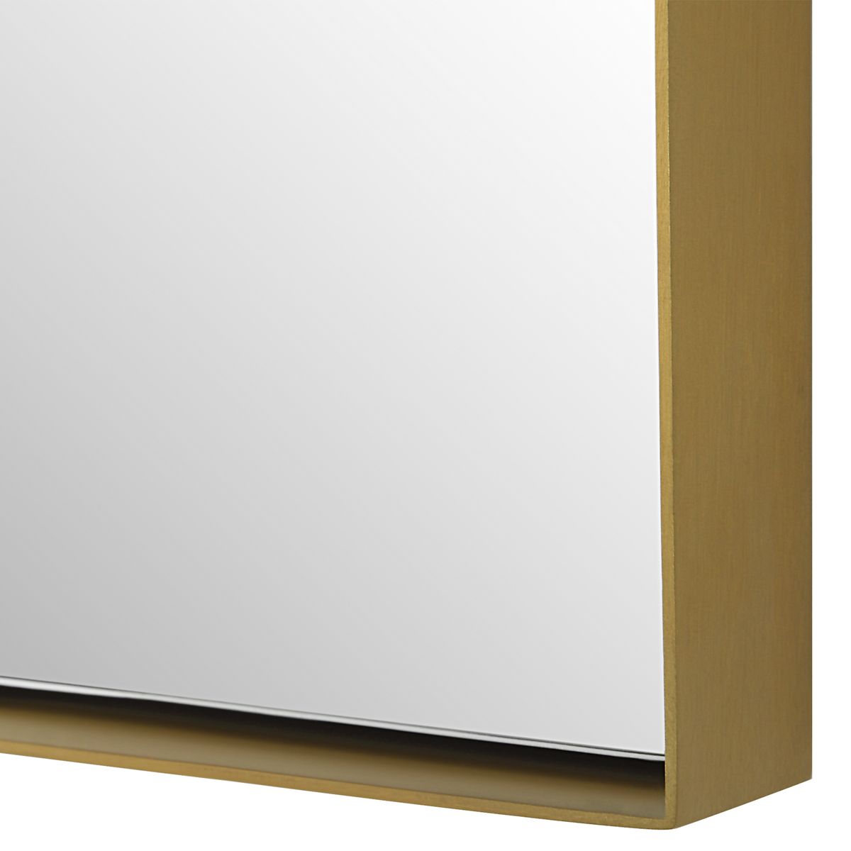 Brass arched gold mirror frame.