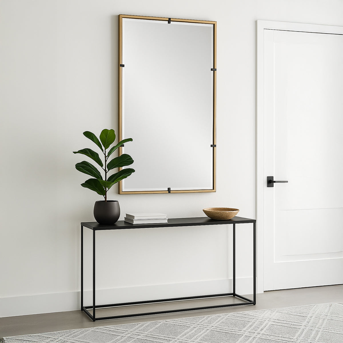 Gold and Bronze Mirror in Entryway.