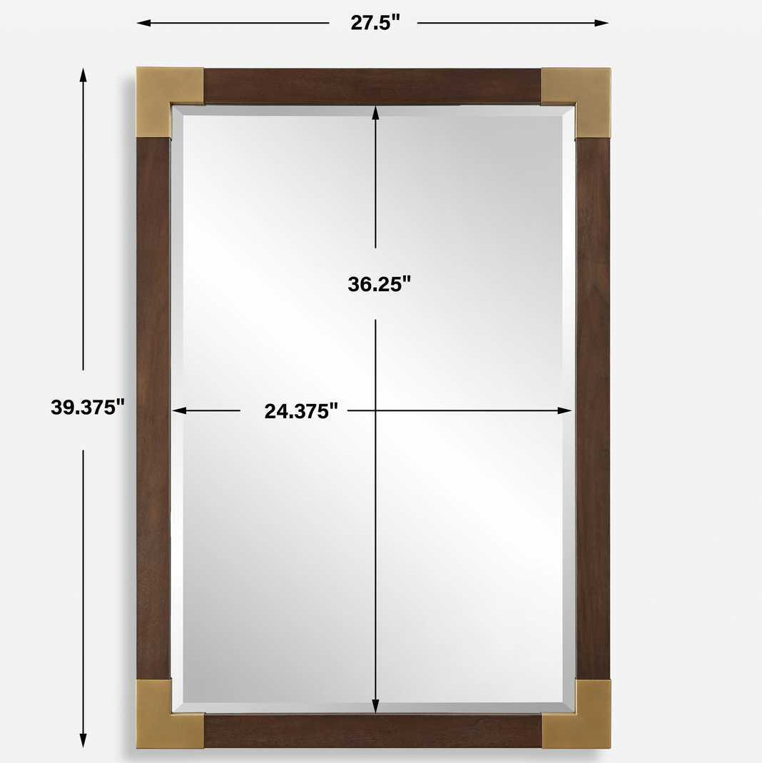 Measurement chart of a rectangular mirror with dimensions labeled