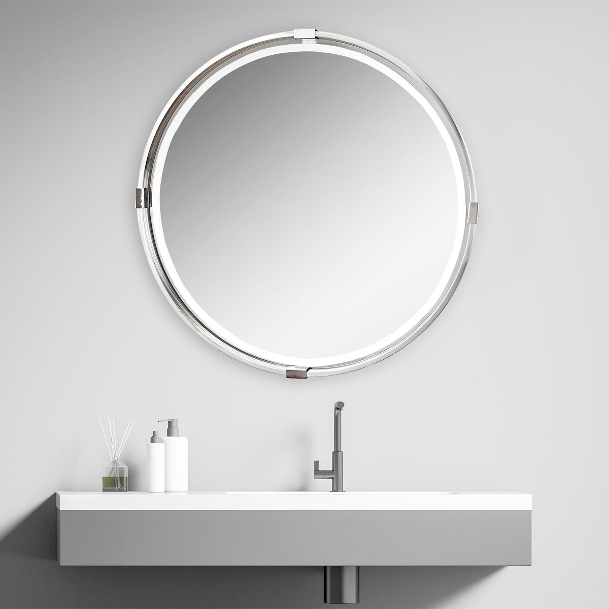 Modern Brushed Nickel Mirror.