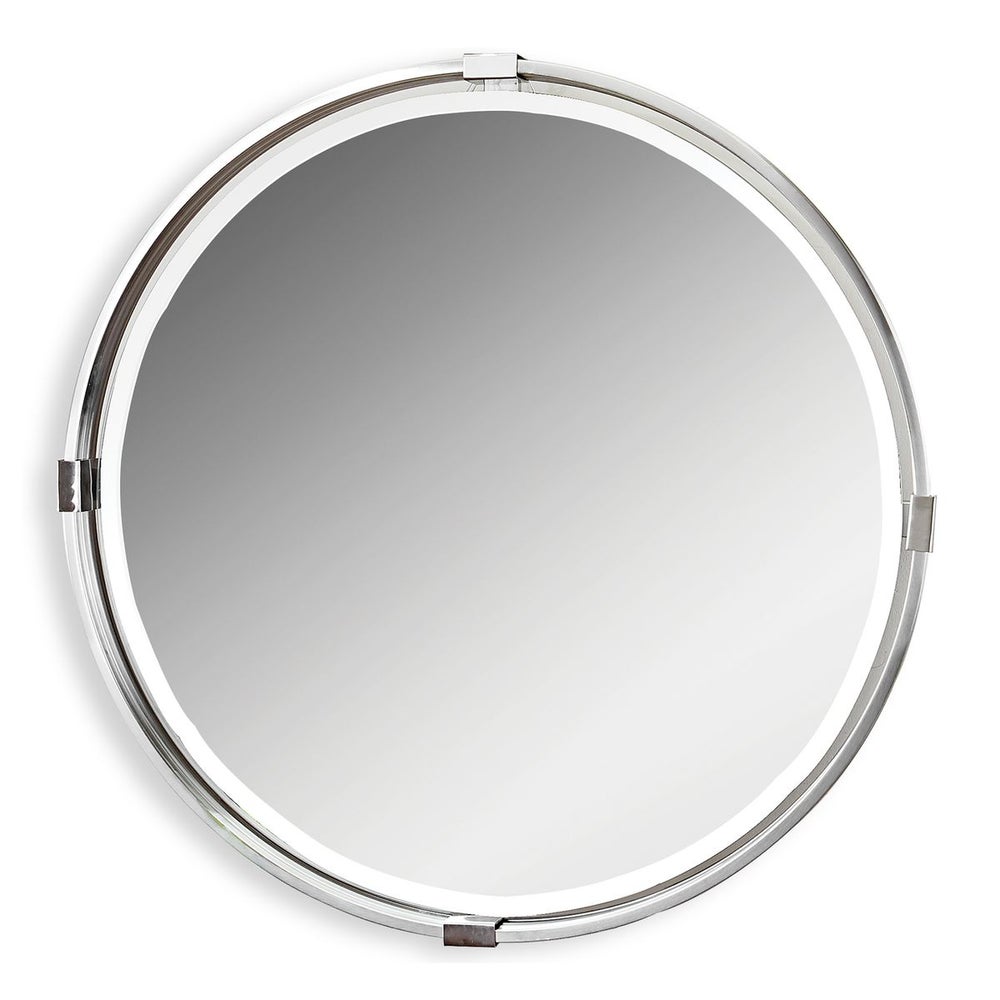 Round Brushed Nickel Mirror.