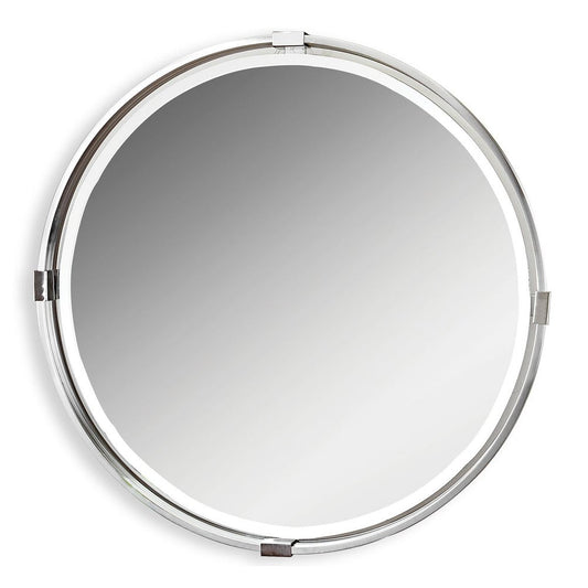 Brushed Nickel Mirror Wood Vanity.