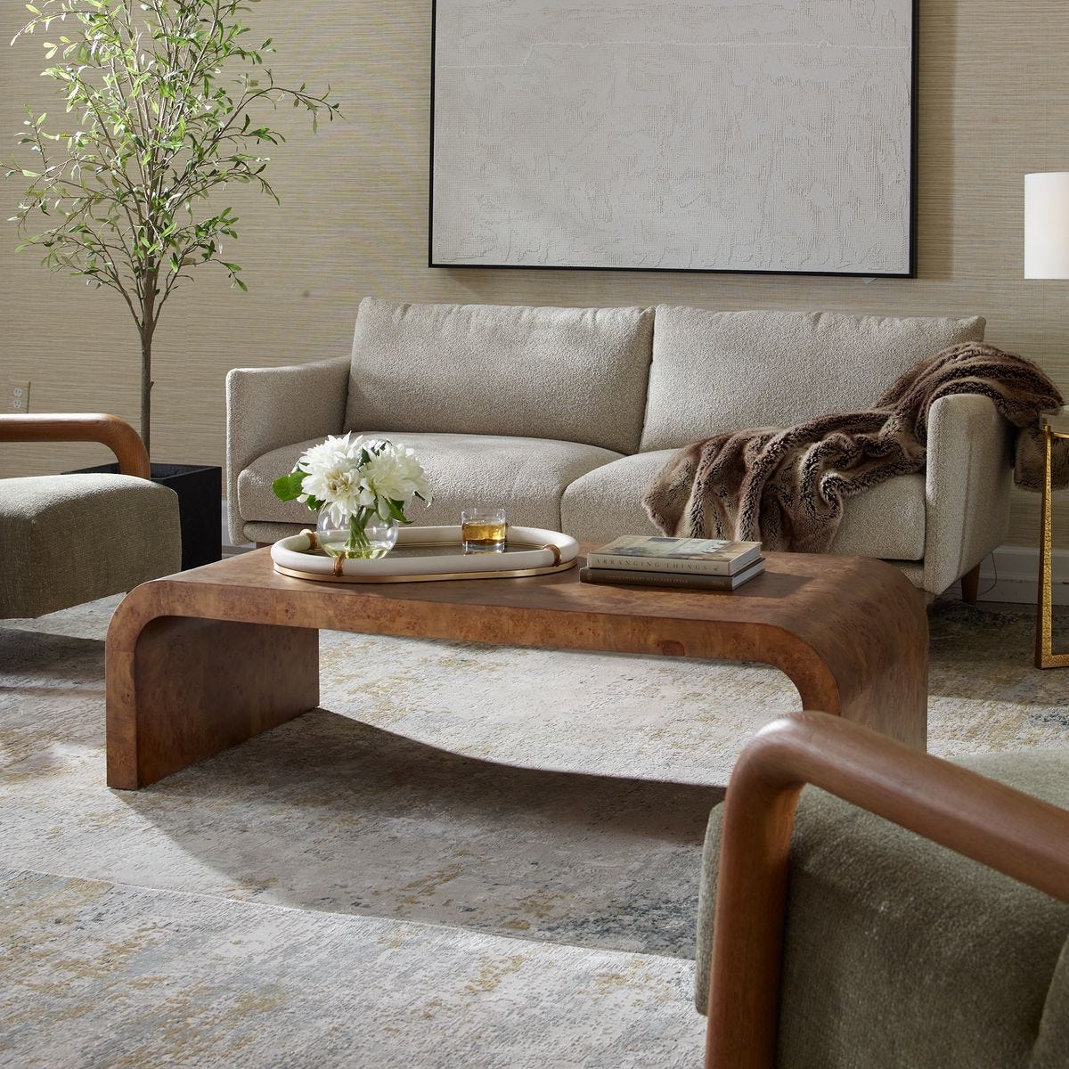 Burl wood coffee table.