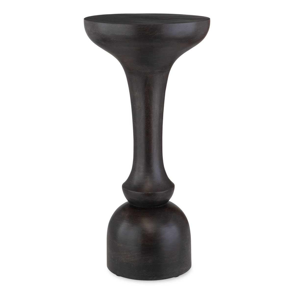Dark brown wooden stool on a white background