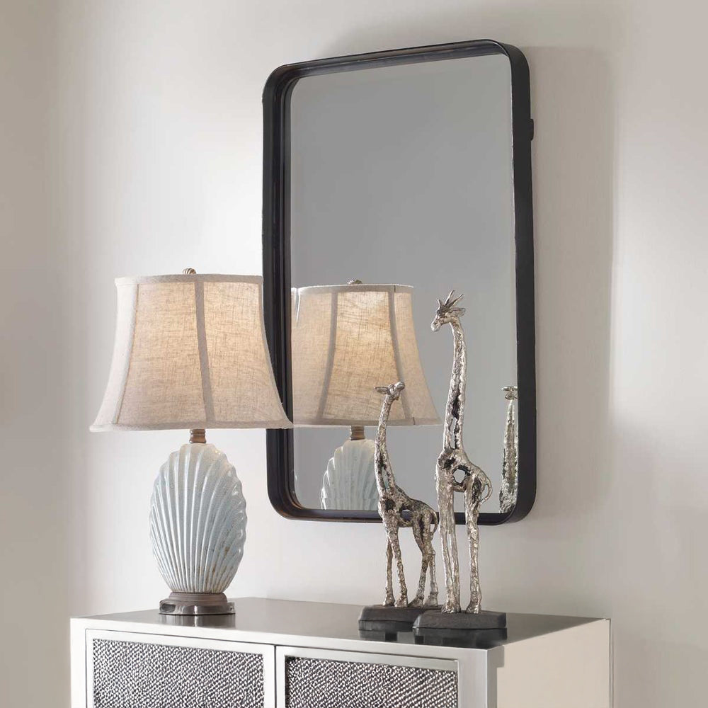 Black Vanity Mirror - Rounded Corners, Bevelled Edge